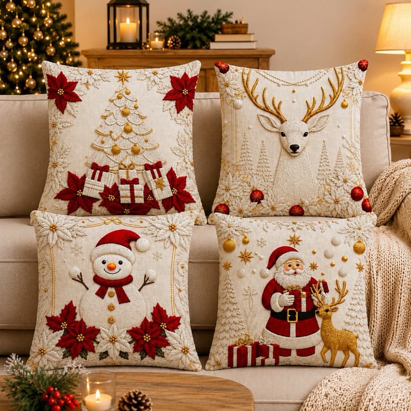 kit 4 capas de almofadas Decorativas Natal