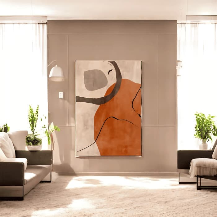 Quadro Decorativo Formas Abstratas Terracota 60x90 Tela Grande Pronto Para Pendurar Sala Quarto