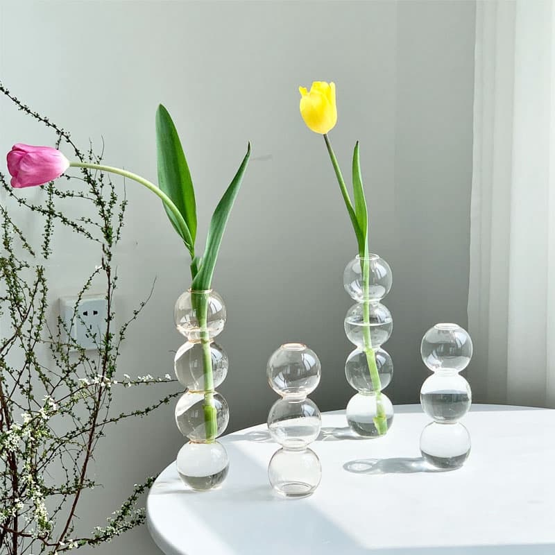 Vaso De Flores Transparente De Vidro Hidropônica Bubble Bottle