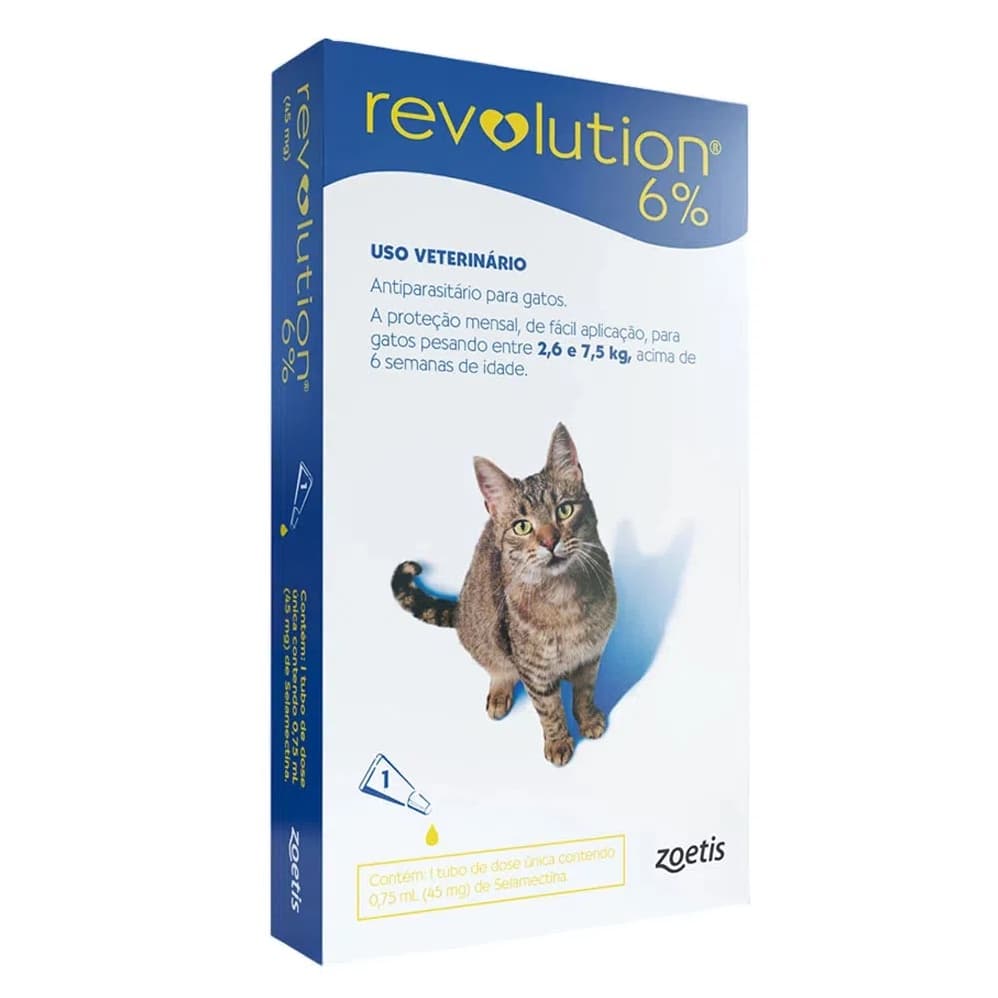 Antipulgas Revolution 6% para Gatos de 2,6 a 7,5kg - Zoetis - 1 Pipeta