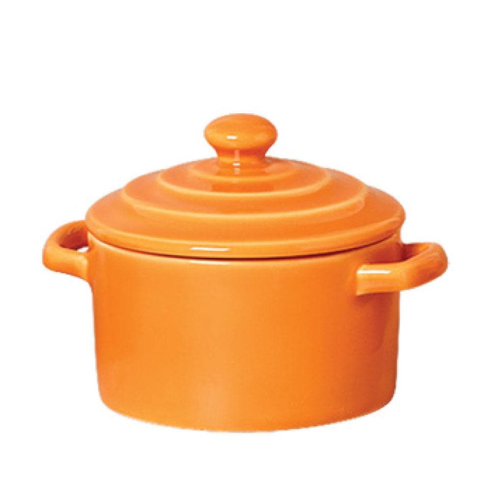 Mini Caçarola Cerâmica Laranja Esmaltada 250ml Moderna Panelinha Para Festa Buffet Servir
