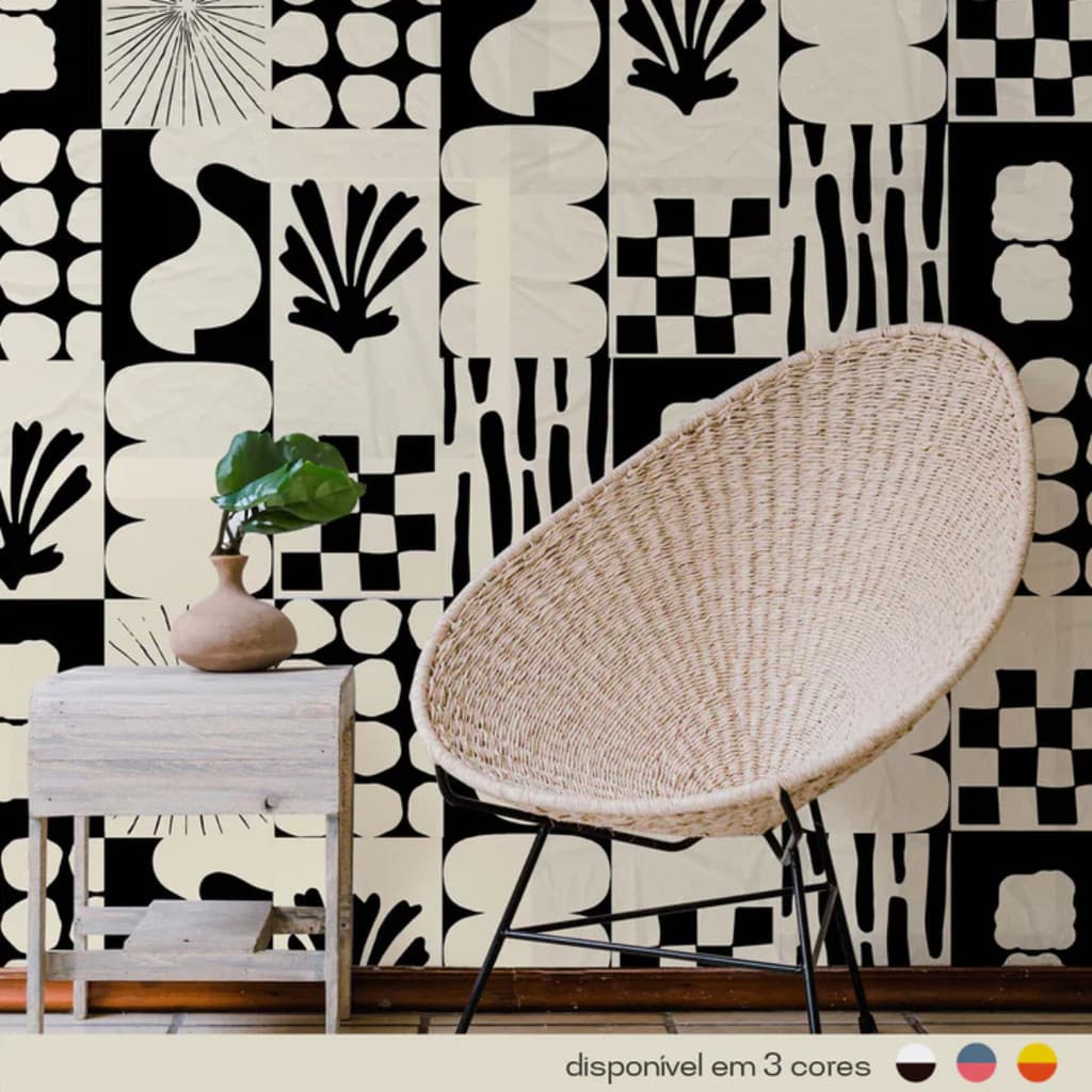 Kit Lambe-Lambe Fun Preto Creme Papel de Parede 40 Folhas A3 Cobre até 5m² Estampa Artística Brasileira Alta Qualidade