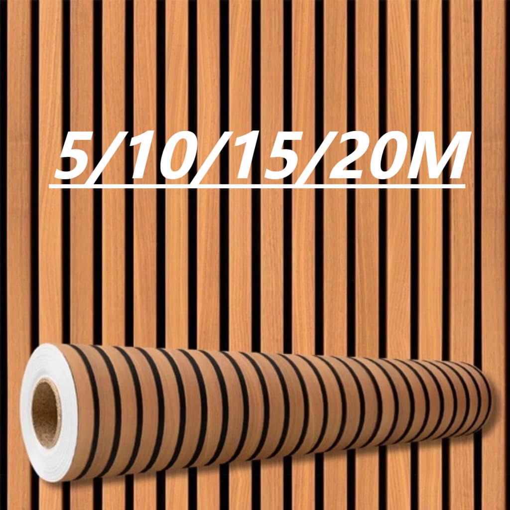 Papel de Pareade Autoadesivo Madeira Ripada Decoração Quarto/Sala/Hall, Fácil Aplicação, Estilo Natural Papel de Parede