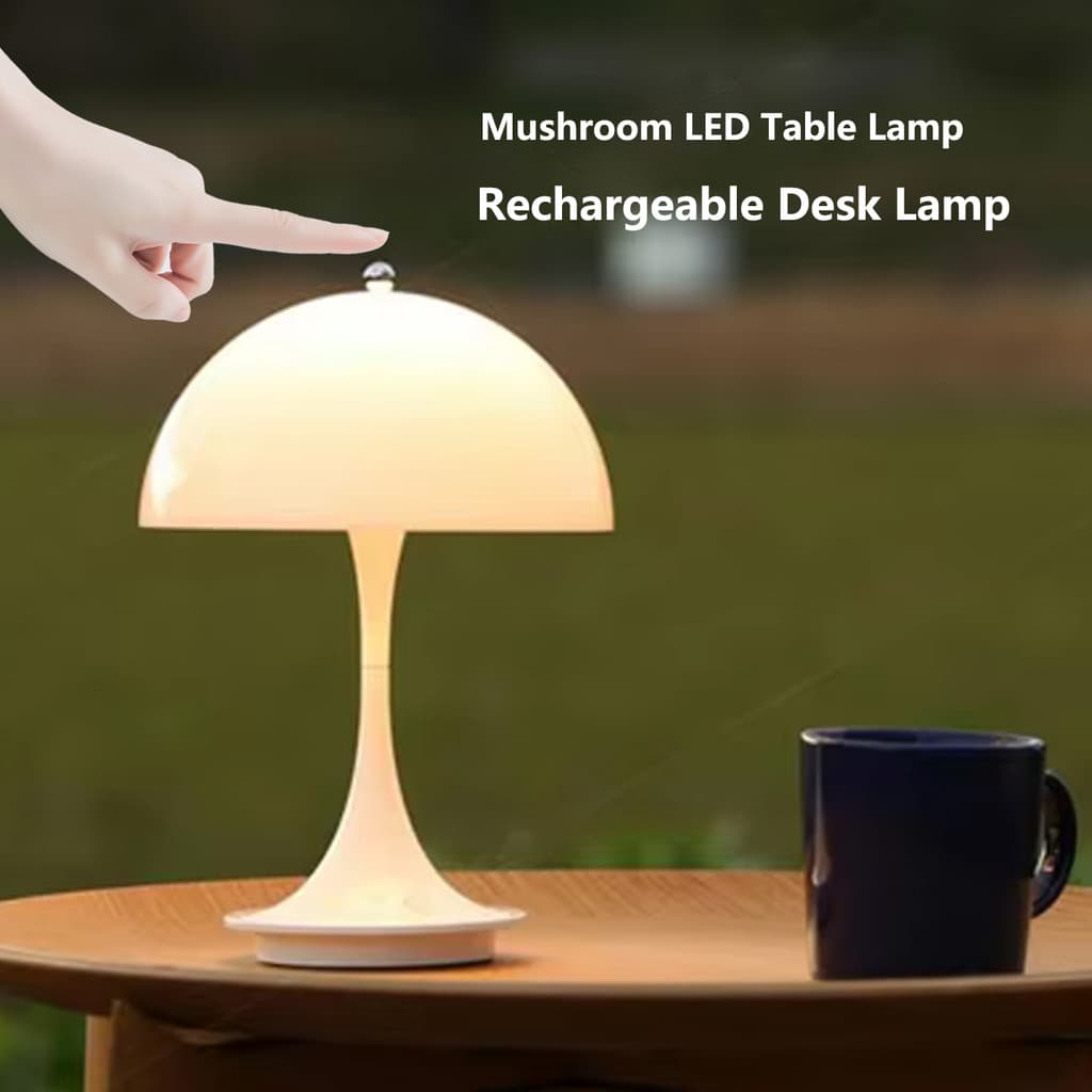 Cogumelo LED Candeeiro De Mesa Recarregável Touch Night Light Para Cabeceira Hotel Café Decoração