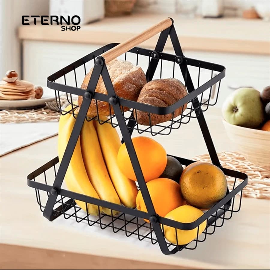 Fruteira Aramada de Mesa 2 ou 3 Andares Organizador Cozinha Frutas Legumes Pães Multiuso