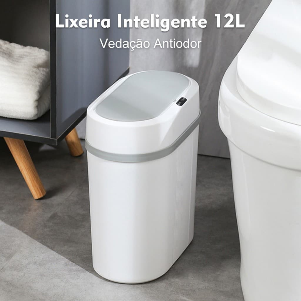 Lixeira Automática 12 Litros Com Sensor Infravermelho Tampa Para Cozinha Banheiro Escritório Quarto CYD