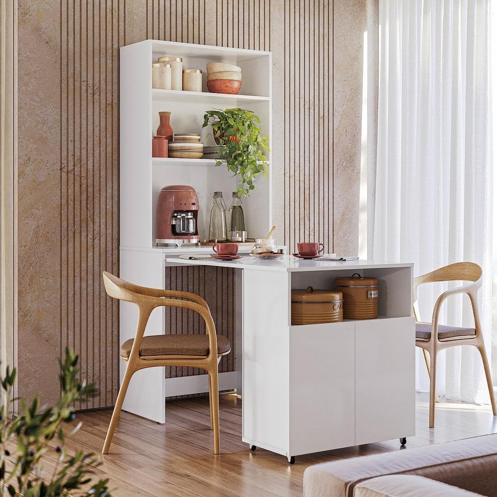 Armario Bancada de Cozinha Retrátil com mesa e 2 portas Duo Kits Paraná