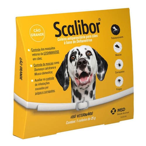 Coleira Scalibor Antipulgas e Carrapatos para Cães de Porte Grande – 65cm – Proteção contra Leishmaniose