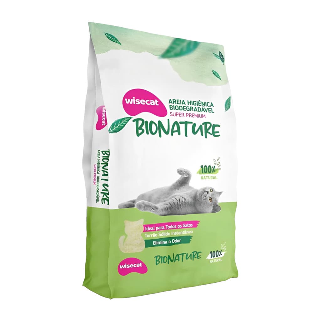 Areia Higiênica Wisecat Bionature 4kg - Super Premium