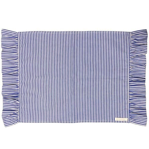 Jogo Americano Listrado Azul com Babados Mesa Posta Decoração Elegante Lavável Charm
