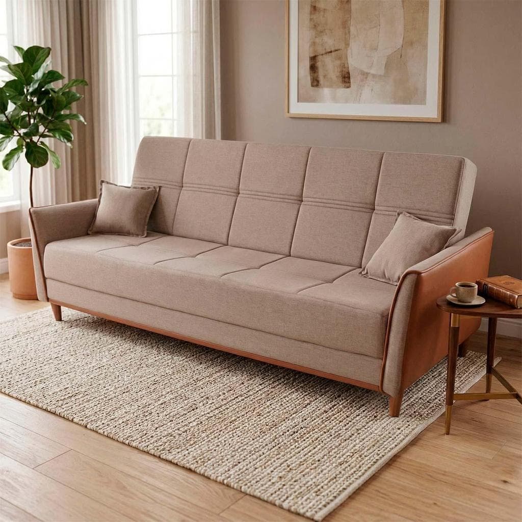 Sofá Cama Sérvia 2,00m Bege Bouclê - King House