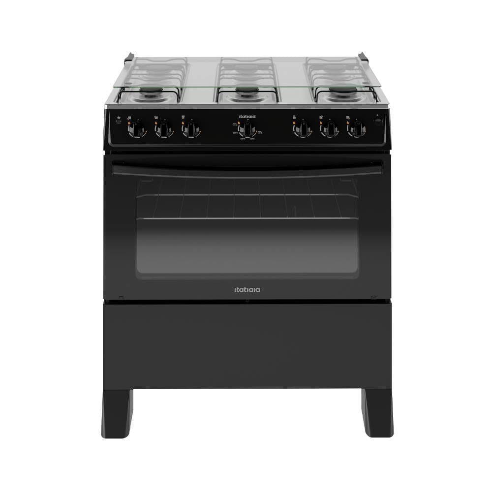 Fogão Itatiaia Star New Piso 6 Bocas Preto Mesa de Inox Bivolt 3700000474