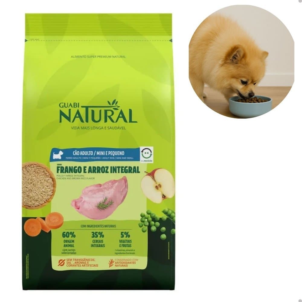 Ração Guabi Natural Cães Adultos Raças Mini e Pequenas Frango e Arroz Integral 2,5kg
