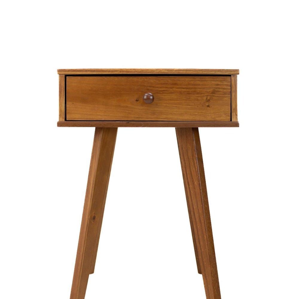 Mesa de Cabeceira 1 Gaveta — Madeira Maciça Amarelo