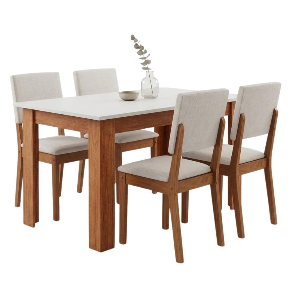 Conjunto Sala de Jantar Mesa 1,10m Place 4 Cadeiras Linda