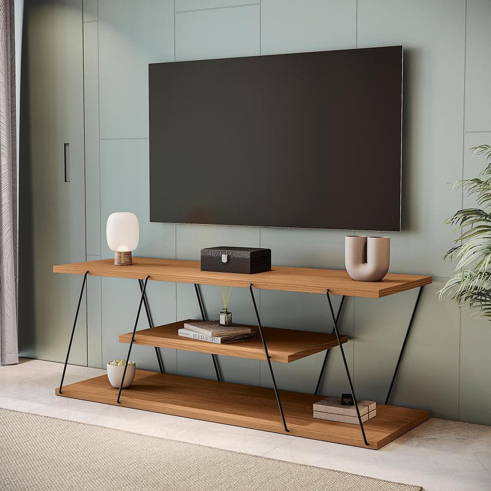 Rack Industrial  para TV 58 Polegadas Kappesberg 180cm Canela/Preto Fosco