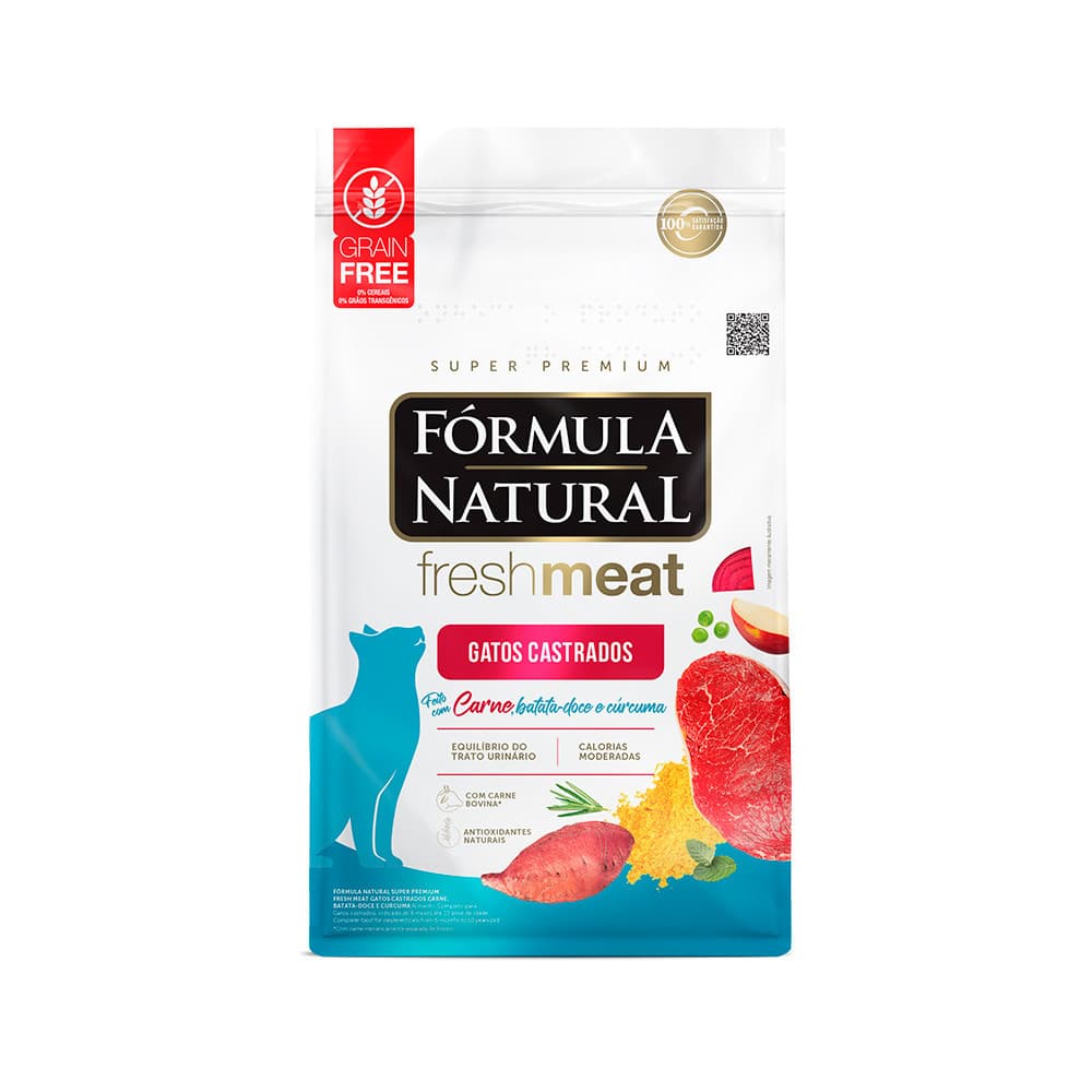 FORMULA NATURAL FRESH MEAT GATO CASTRADO SABOR CARNE BATATA DOCE E CURCUMA 10,1 KG