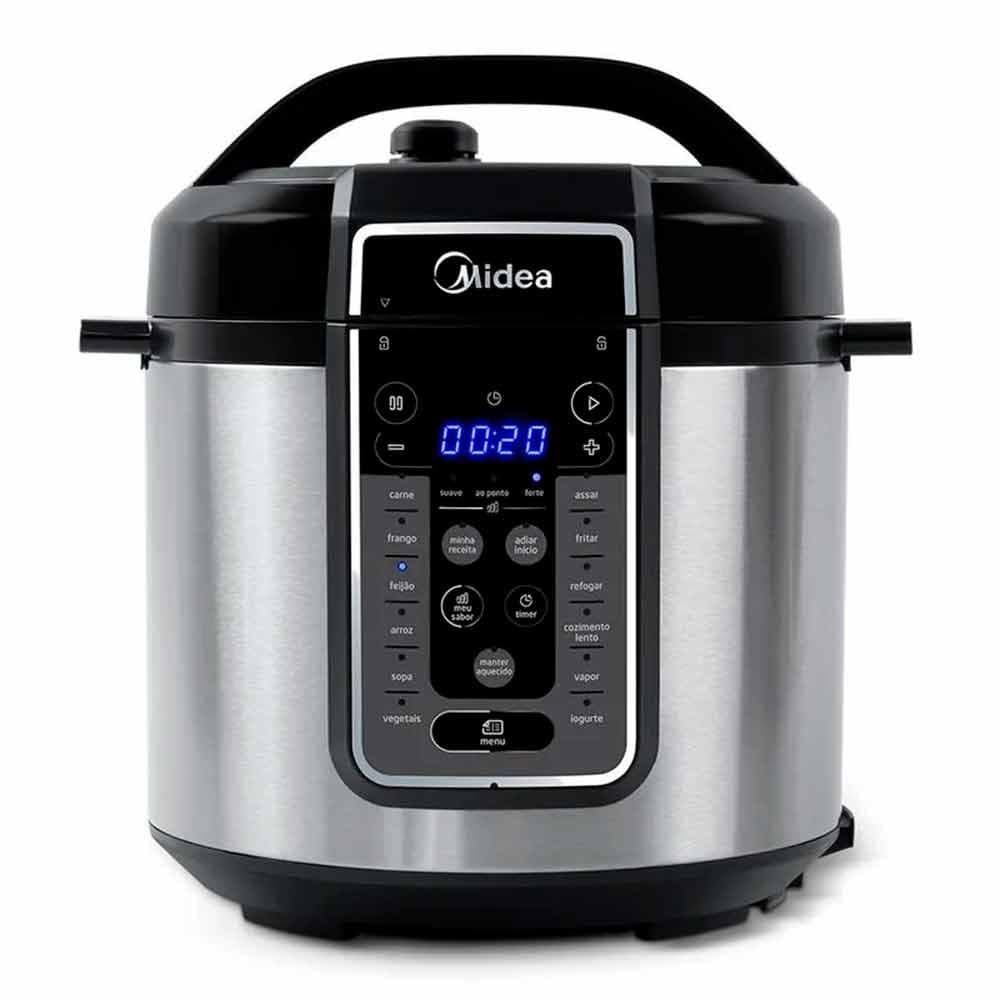Panela de Pressão Elétrica MasterSteam Midea Preta e Inox - PPG70S