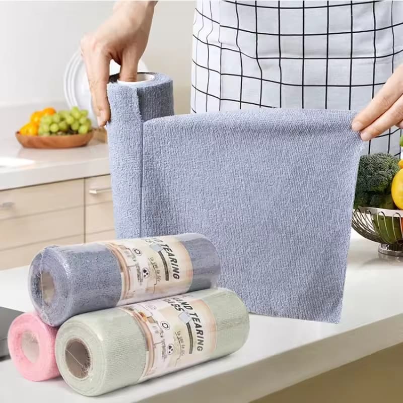 Rolo Pano De Microfibra 20 Peças Destacável Toalha Limpeza Reutilizável Lavar Louça Multiuso Utensílios Cozinha
