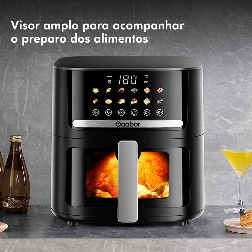 Gaabor Fritadeira Air Fryer 6.5L Tela Touch Colorida com agendamento conservação