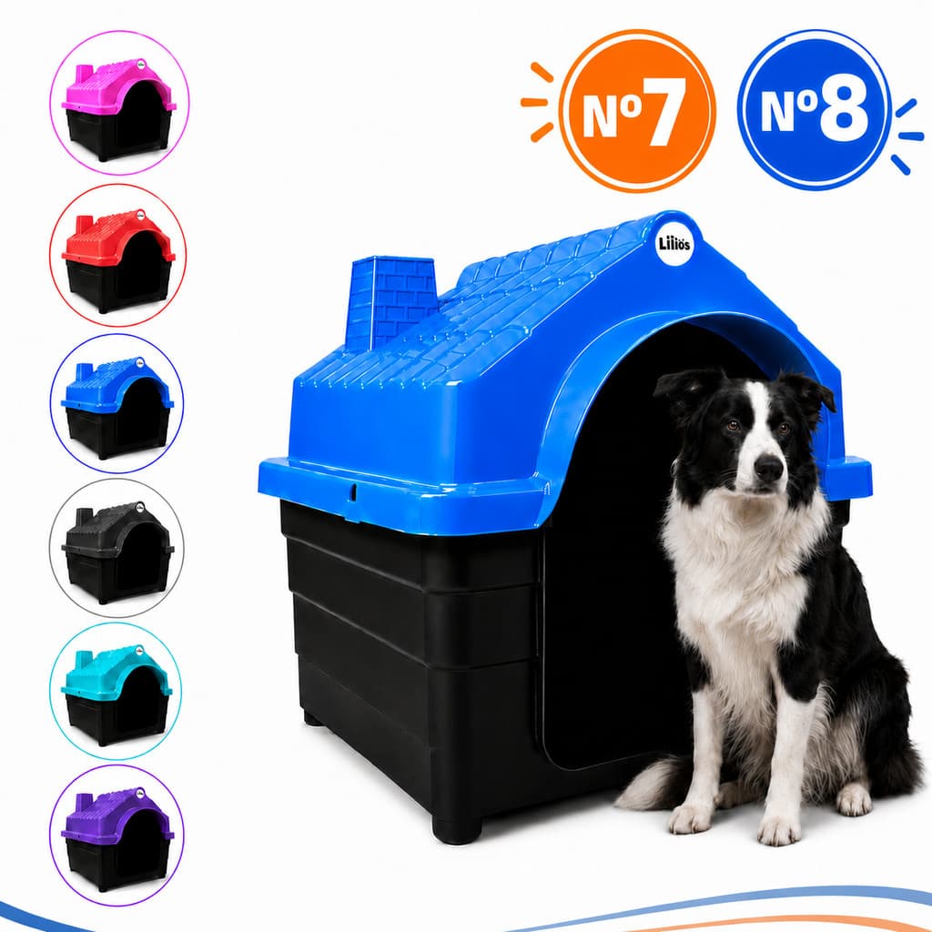 Casinha Plástica Cachorro N7 e N8 Porte Médio Com Colchonete