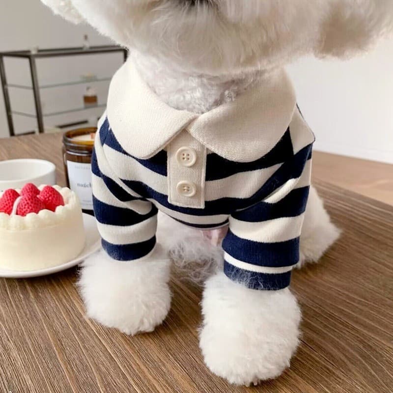 Camisa Polo Fina Para Cachorro E Gato , Camiseta Listrada Com Gola Redonda , Casaco De Duas Pernas , Roupas Animais De E