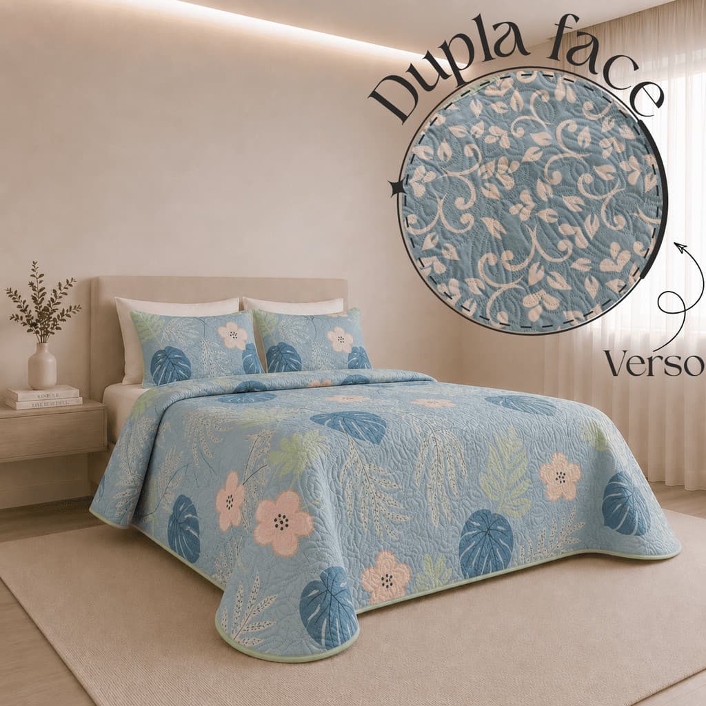 Jogo de Cobre Leito Dupla Face Queen 2 em 1 Extra Grande 2,60 x 2,40 Conforto e Elegância Envio Full