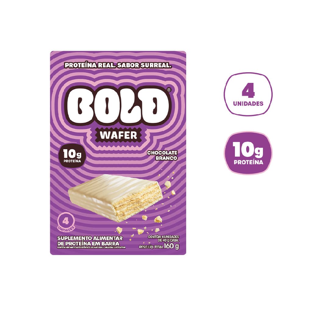 BOLD WAFER CHOCOLATE BRANCO 40G - KIT 4 UND.