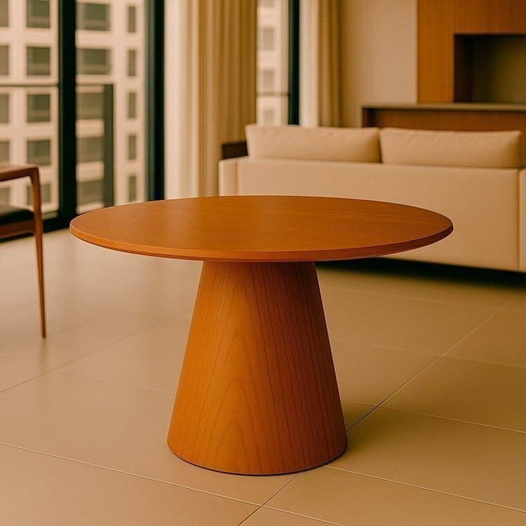 Mesa de Jantar Base Cone em Madeira Laminada Lyon - 108cm Marrom/Amadeirado 108