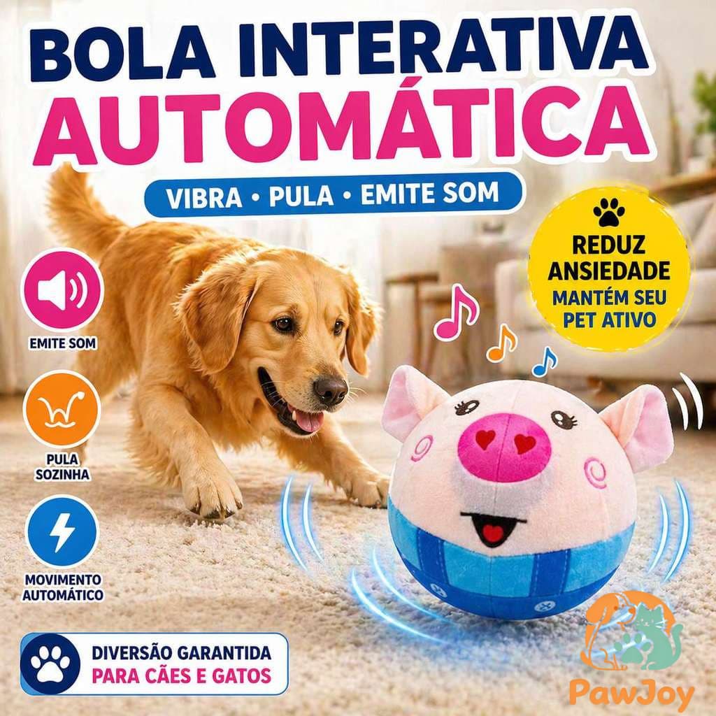 Bola Interativa para Cães com Movimento Automático, Vibra e Salta, Brinquedo Durável de Pelúcia para Animais de Estimaçã