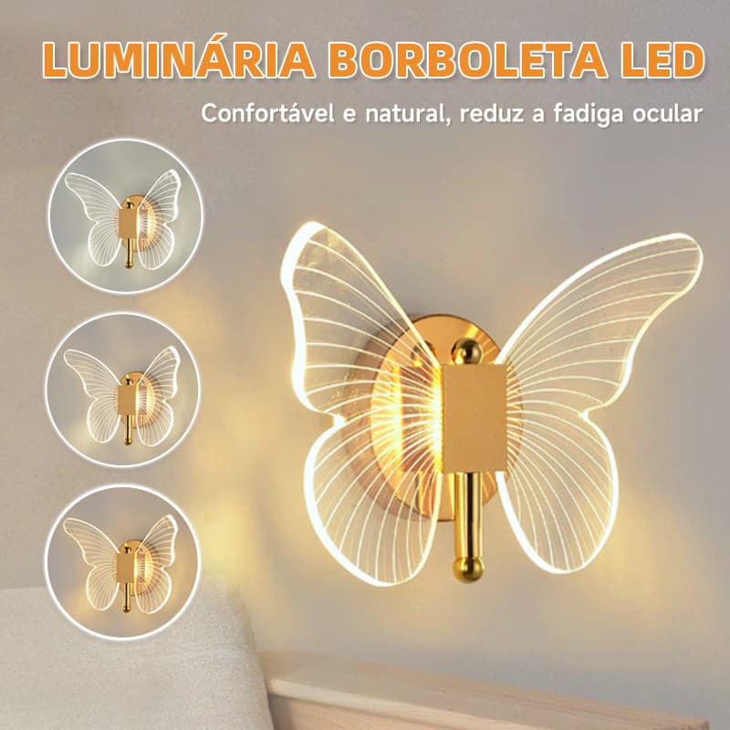 🦋Kit 1/2/3 –🦋 Arandela LED Borboleta em Estilo Nórdico, com 3 cores de luz, adequada para corredores e quartos