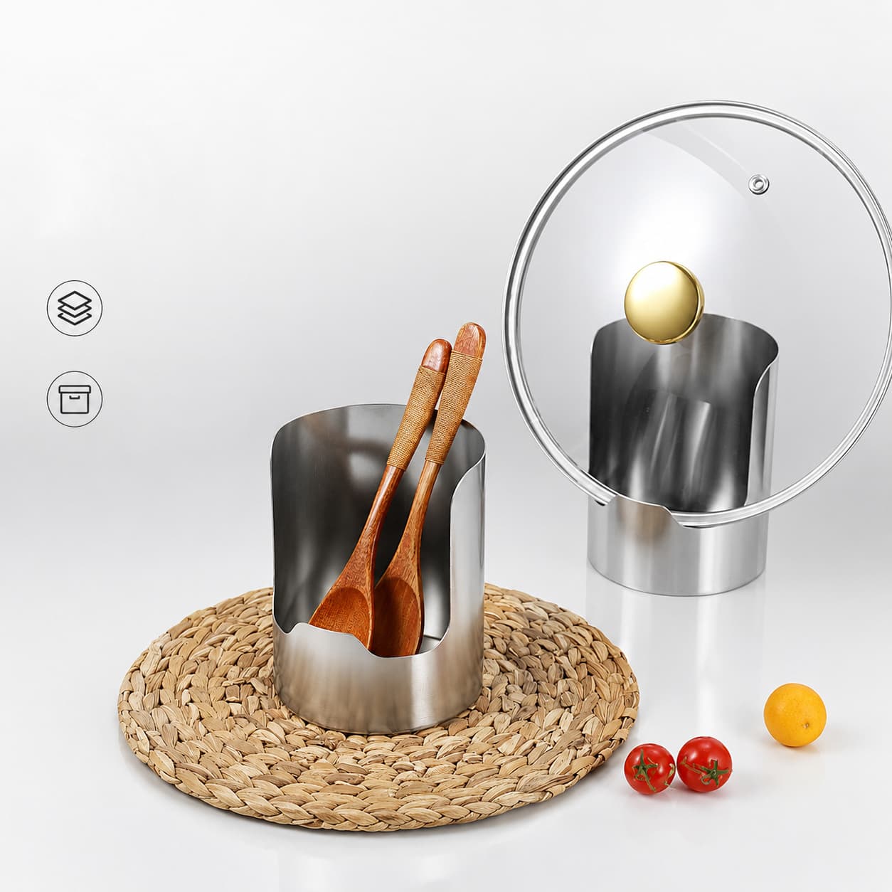 Suporte de Colher de Aço Inoxidável, Escorredor de Macarrão, Bandeja para Hashi, Suporte para Espátula de Cozinha