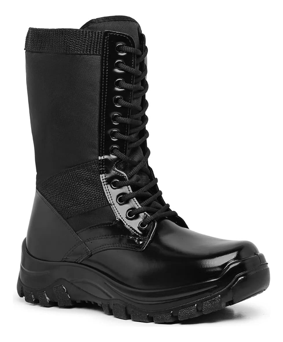 Coturno Militar Com Ziper Couro Extra Leve Kyllper+palmilha