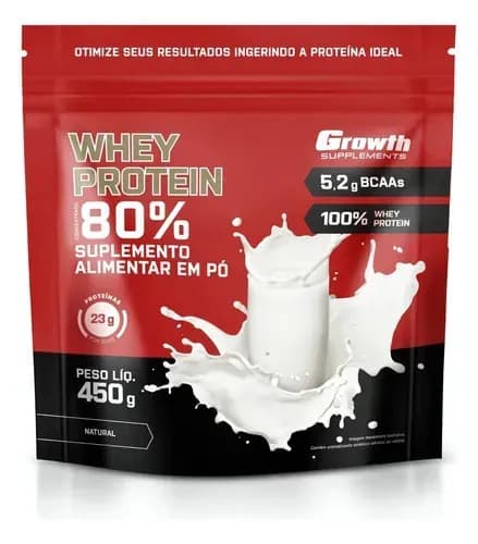 Whey Protein Concentrado 450g Growth Supplements Natural