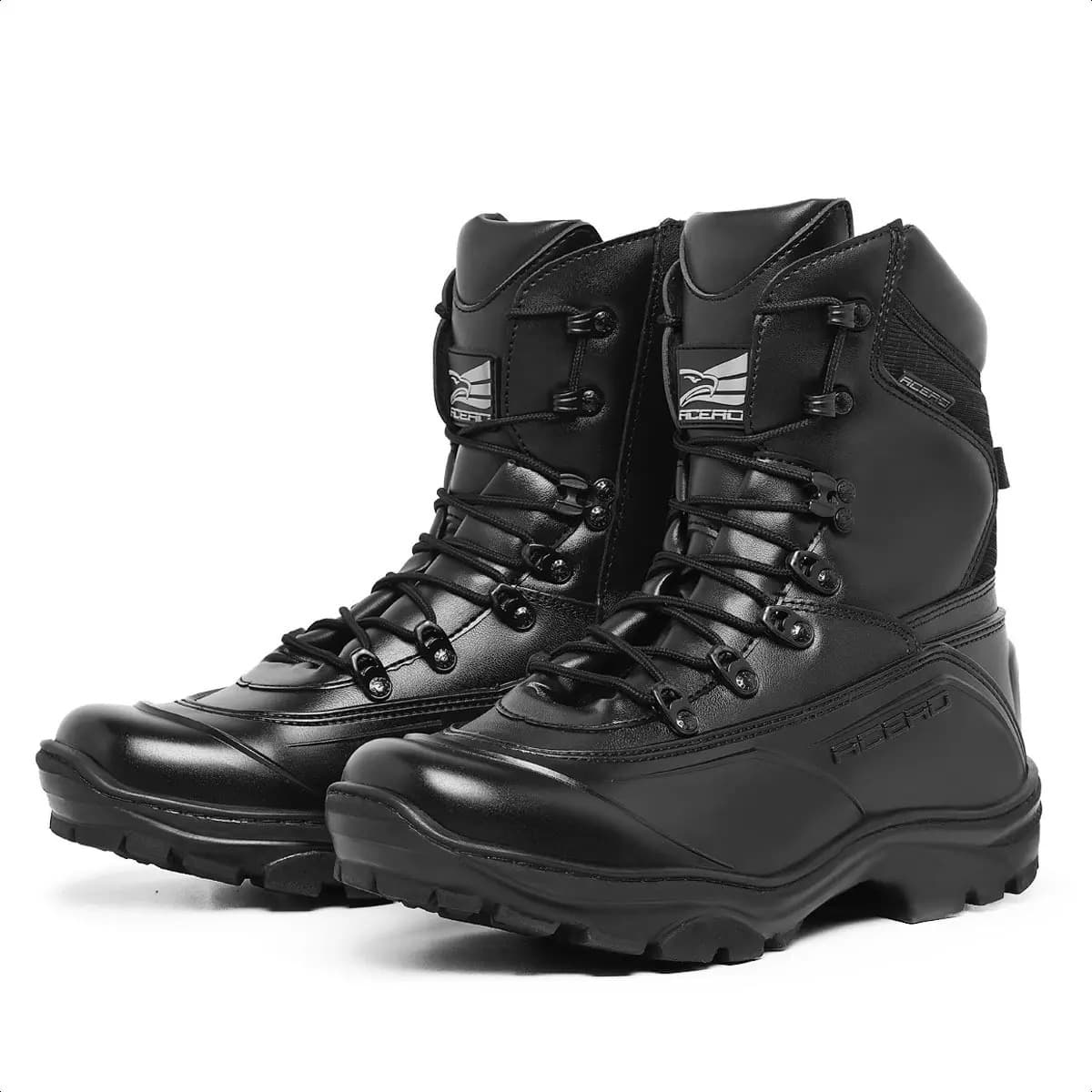 Bota Militar Acero Tiger Pró Ziper Coturno Cano Médio Couro