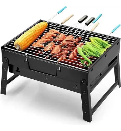 Mini Churrasqueira Portatil Dobravel 40cm Para Apart Preto