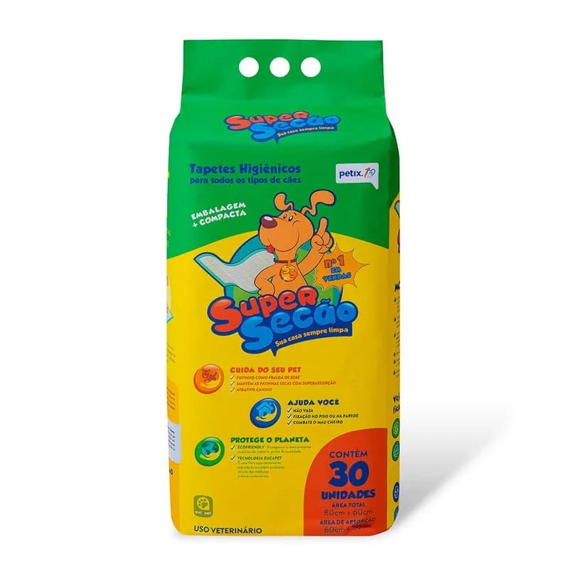 Tapete Higiênico Super Secão Para Cães 30 Unidades Petix