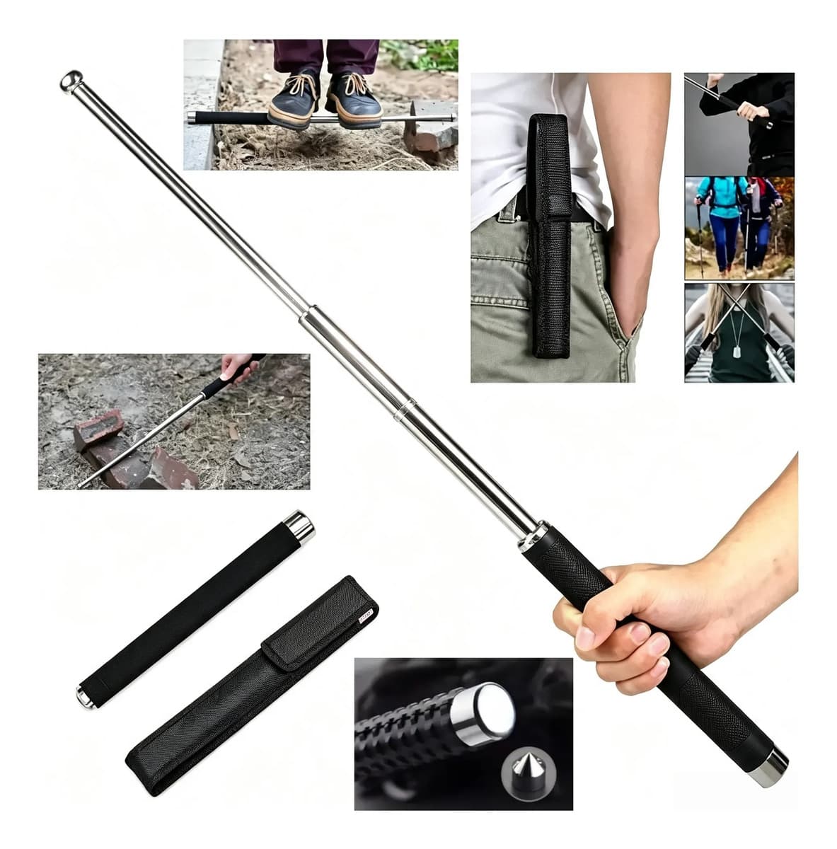 Bastão Retrátil Metal Defesa Cassetete Retrátil Tático 67 Cm