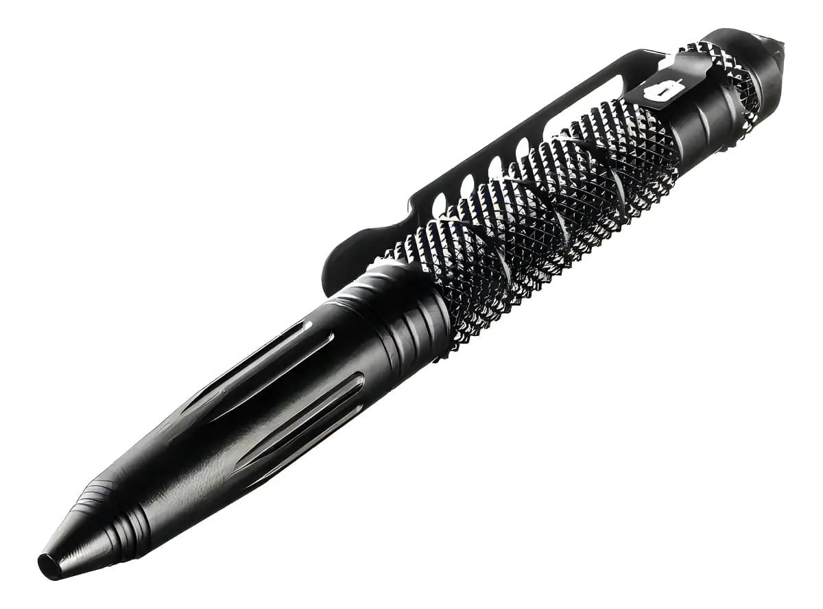 Caneta Tática Invictus Iron com Quebra Vidros e Tinta Preta