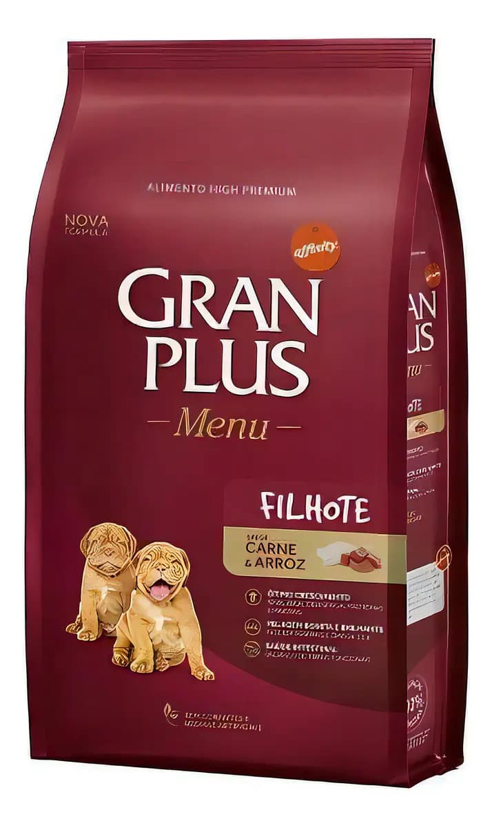 Ração Seca Gran Plus Menu Seca Filhote Cão Sabor Carne e Arroz 15kg
