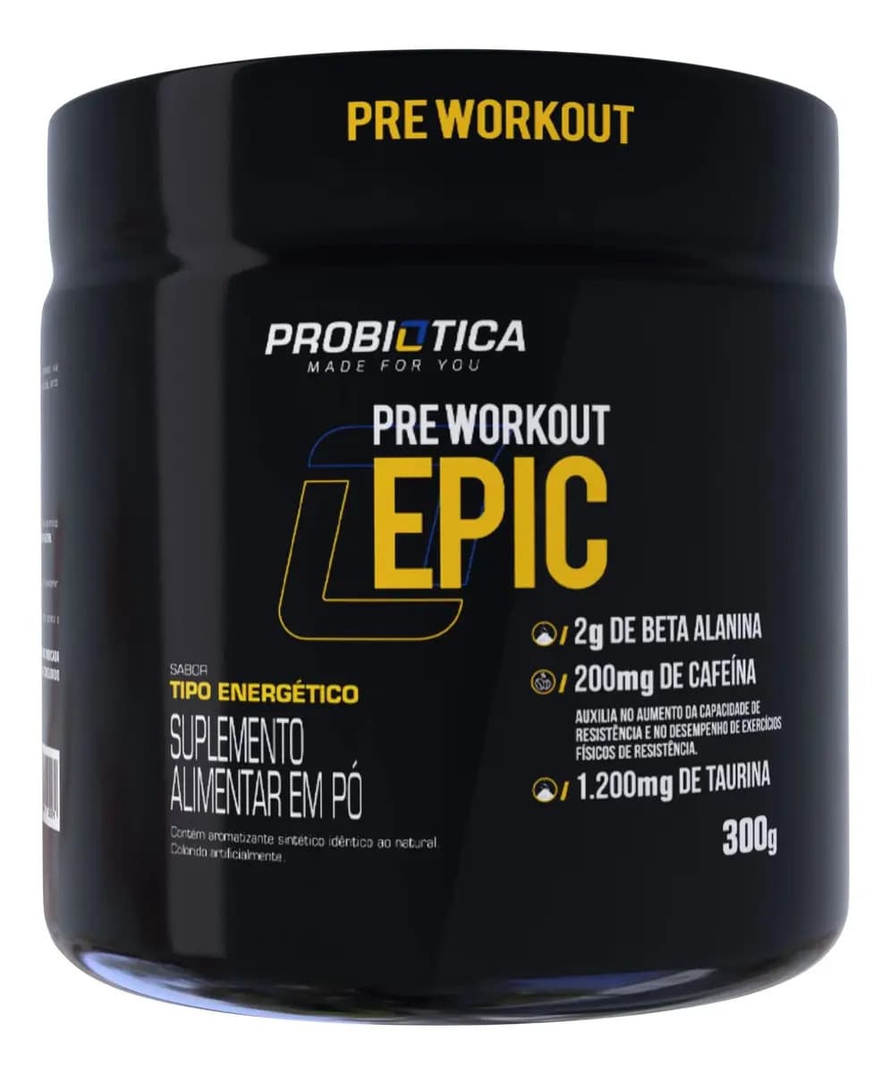Pré Treino 300g Epic Pré Workout Probiótica Tipo Energético Energia e Performance