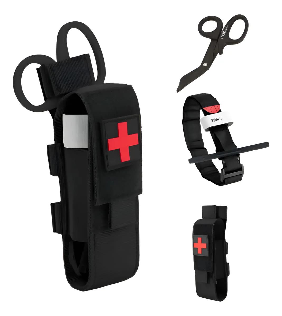 Kit Torniquete Tático Haste Metal Tesoura Porta Torniquete