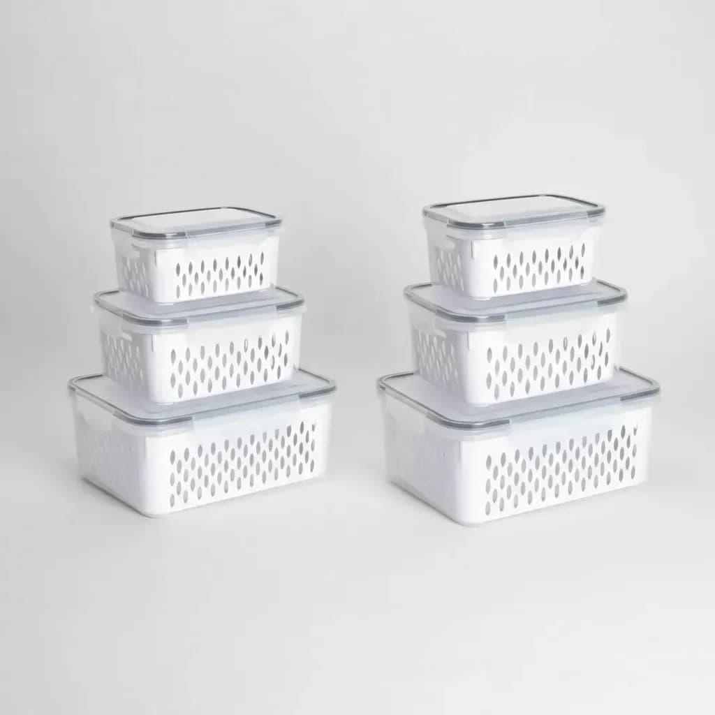 Kit 6 Organizadores Geladeira Alimentos Vegetais Com Tampas