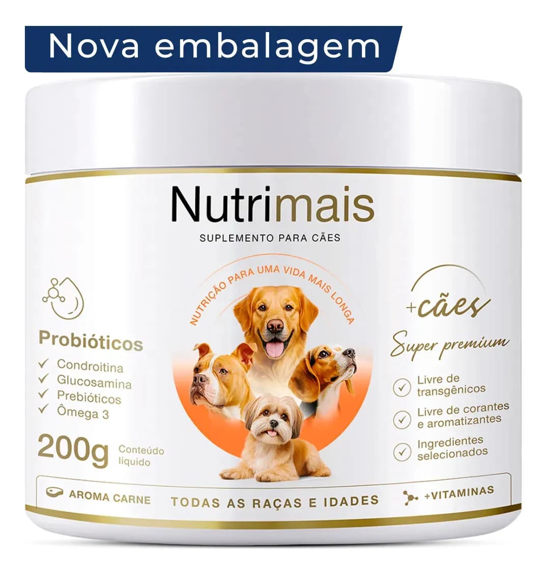 Suplemento Cães Pele Sensível Queda de Pelos Pele e Derme Nutrimais Probióticos 200g
