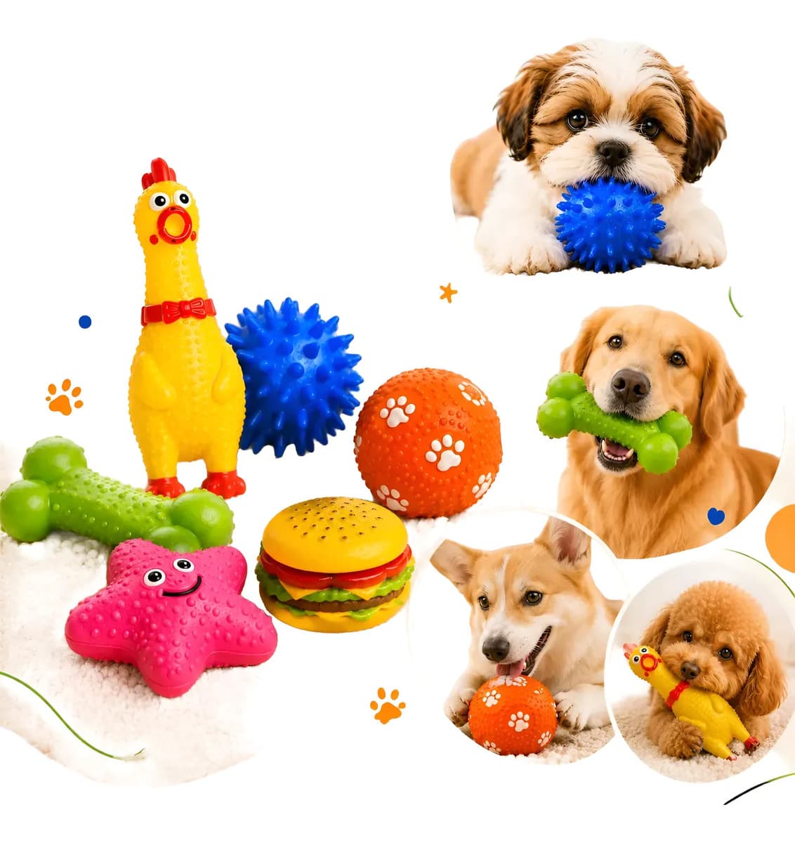 Kit 6 Brinquedos Para Cachorro Anti Estresse Mordedor Pet