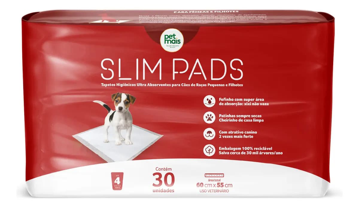 Tapete Higiênico Slim Pads Baby Petmais (60x55) 30 unidades