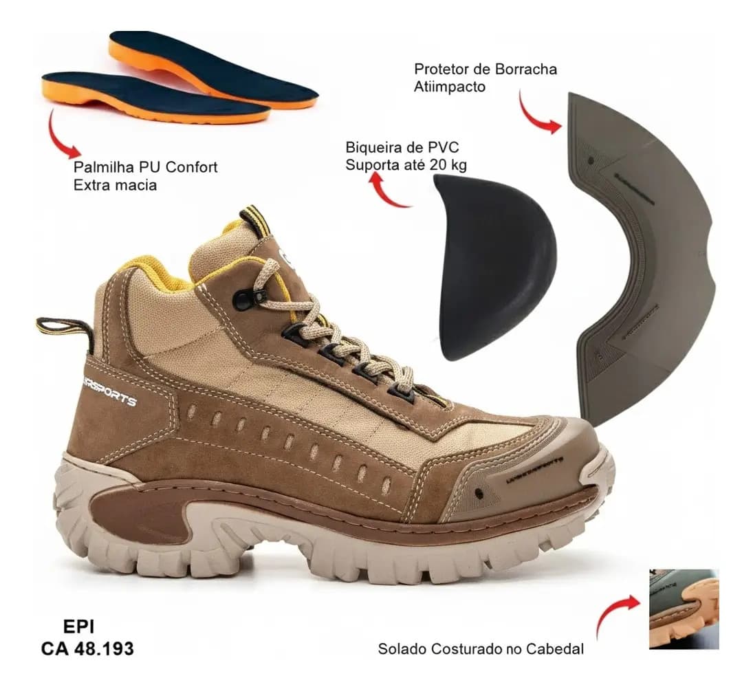 Bota Coturno Unissex Exército Adventure Biqueira Pvc