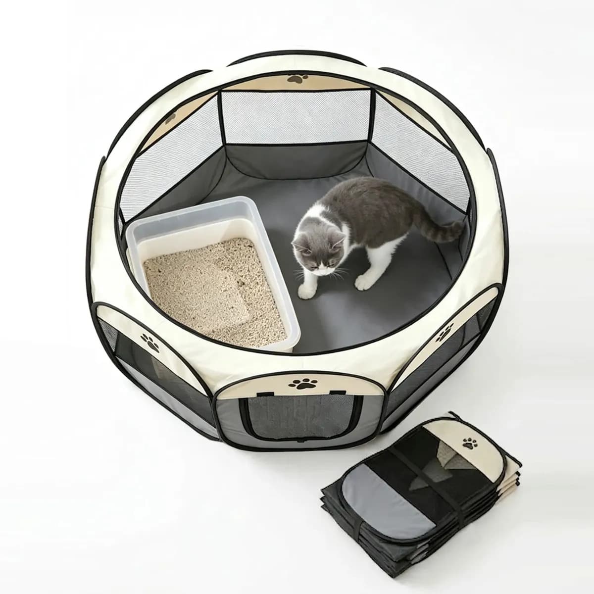 Cercado Portátil Pet Chiqueirinho Dobrável Cachorro Gato Grande G Tenda Resistente A Mordidas Arranhões Oxford Tecido