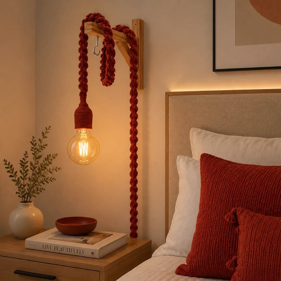 Luminária Macramê Pendente Decoração Casa Rústico Retro