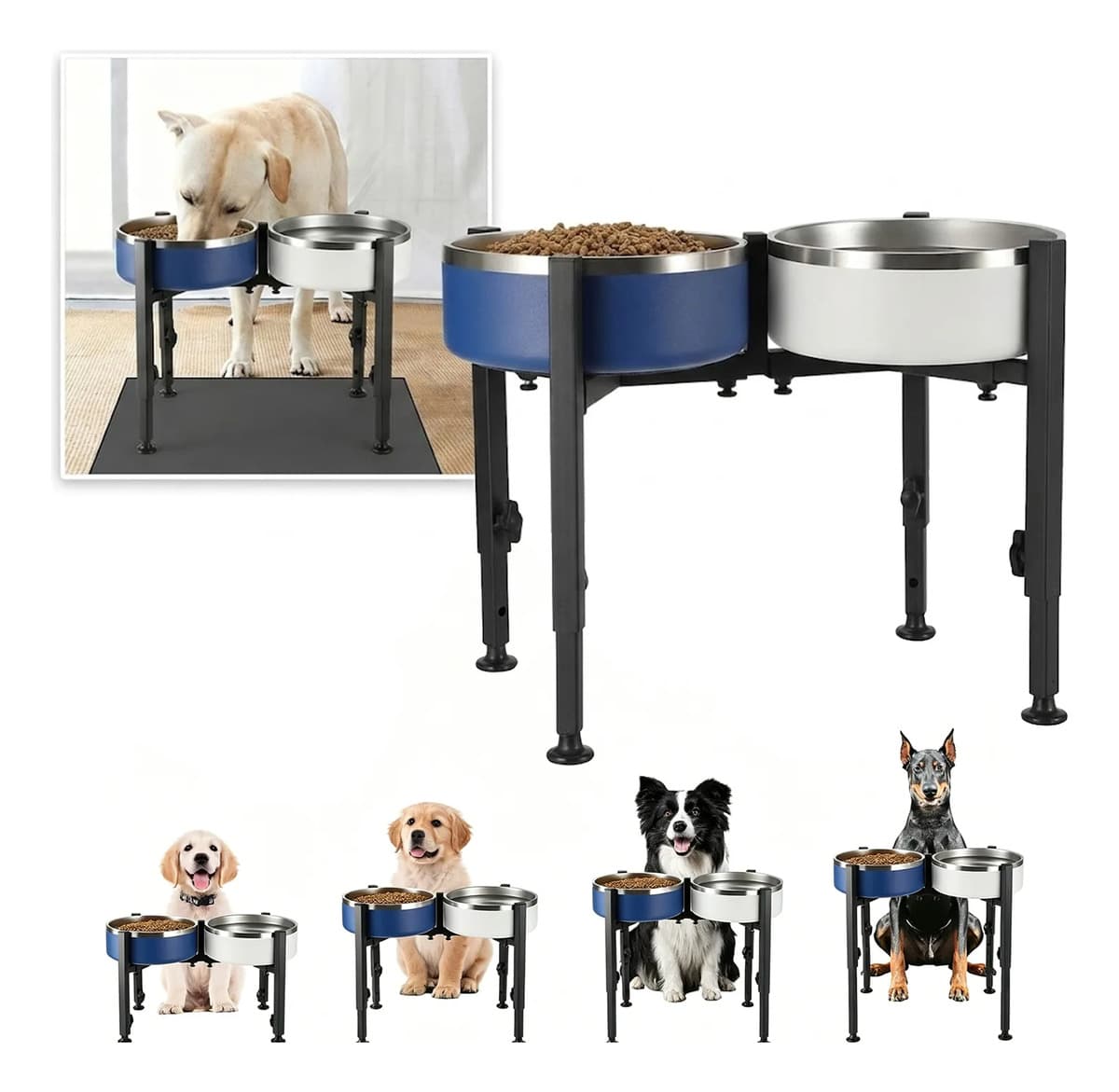 Suporte Comedouro Duplo Elevado Cachorro Regulável 21cm 38cm